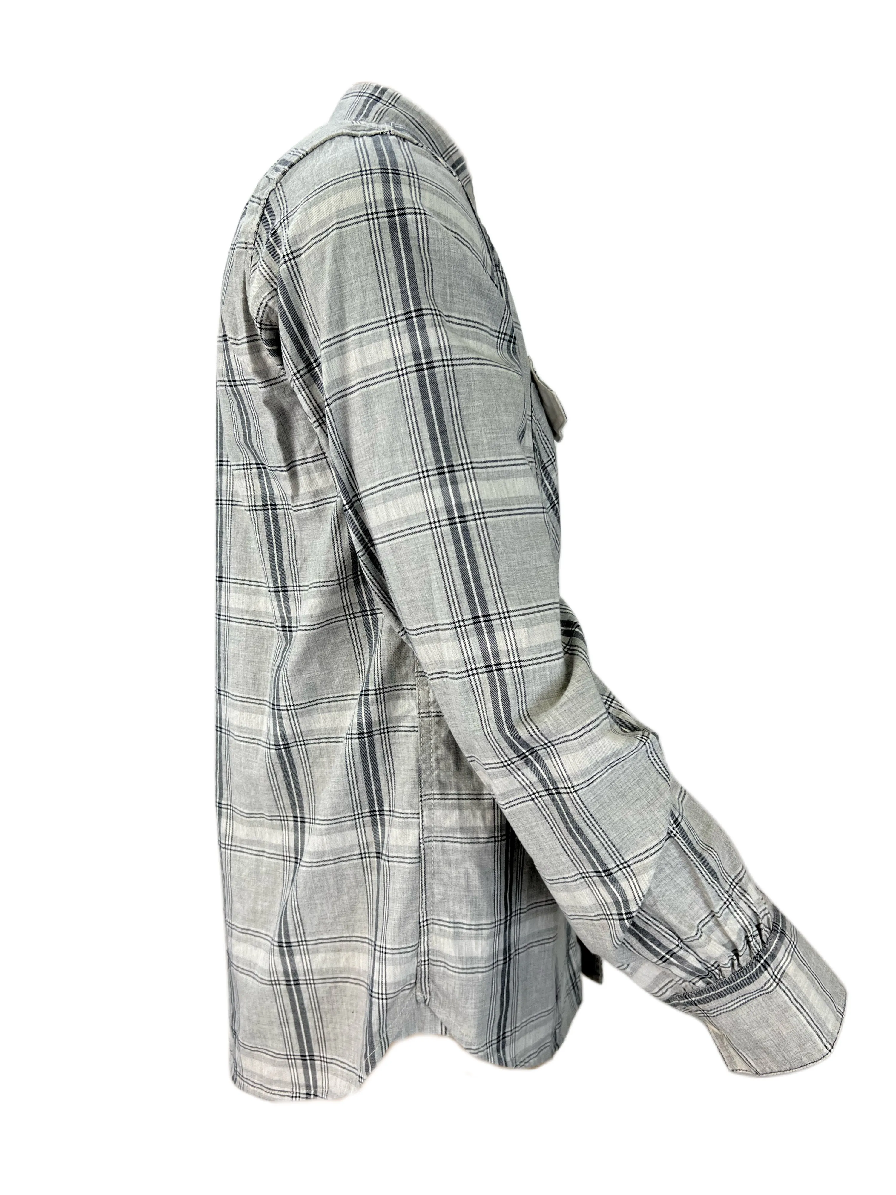 STEVEN ALAN Men's Gray Vintage Work Striped Casual Shirt NWT