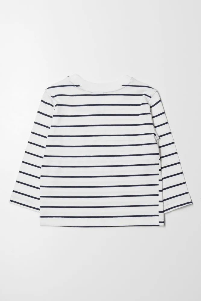 Stripe Long Sleeve T-Shirt Navy And White