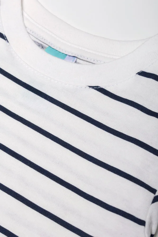 Stripe Long Sleeve T-Shirt Navy And White