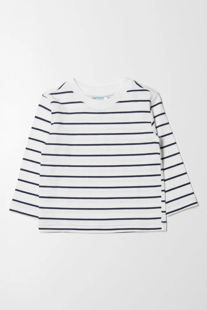 Stripe Long Sleeve T-Shirt Navy And White