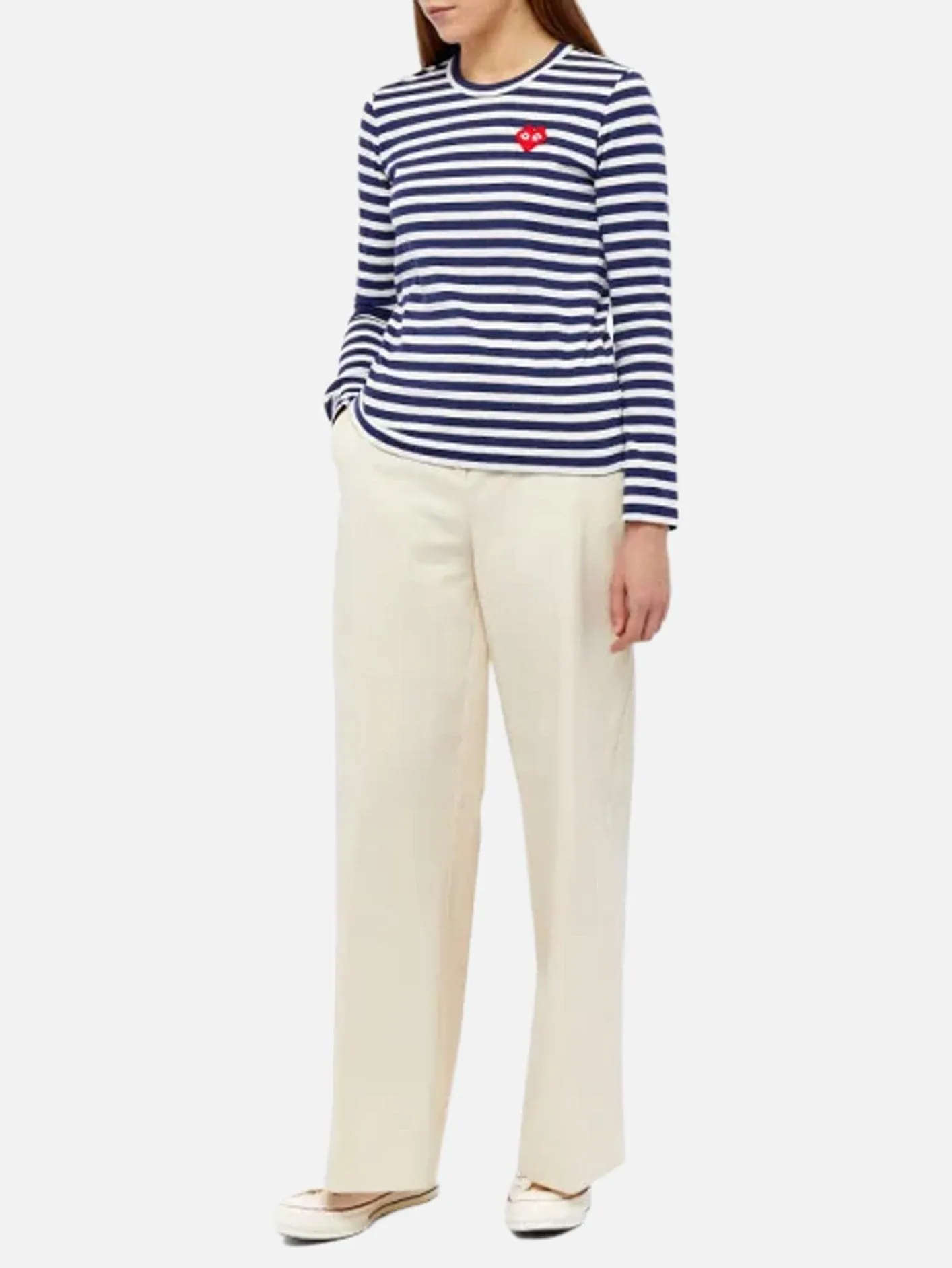 Striped Long Sleeved T-Shirt - Navy/White
