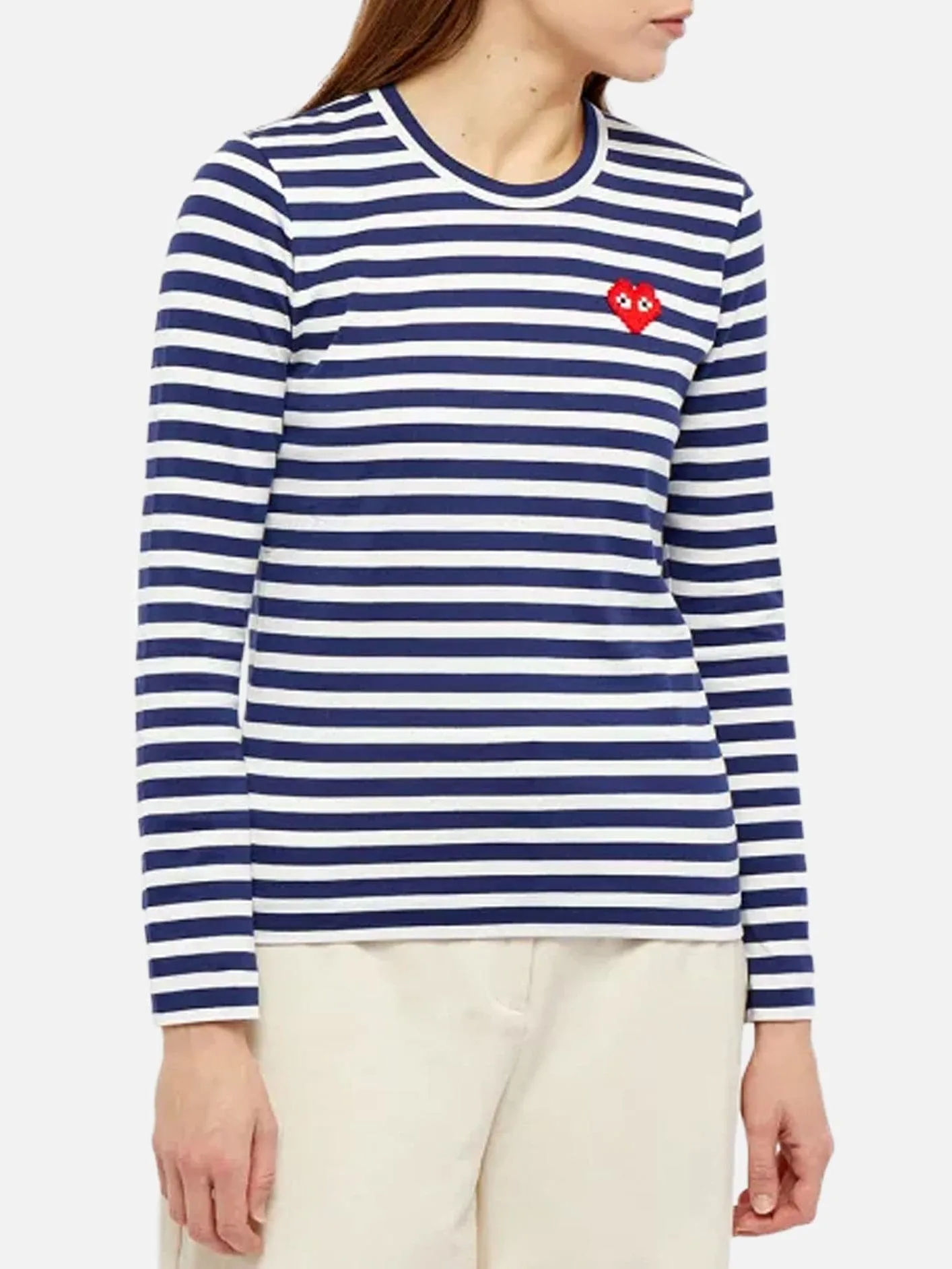 Striped Long Sleeved T-Shirt - Navy/White