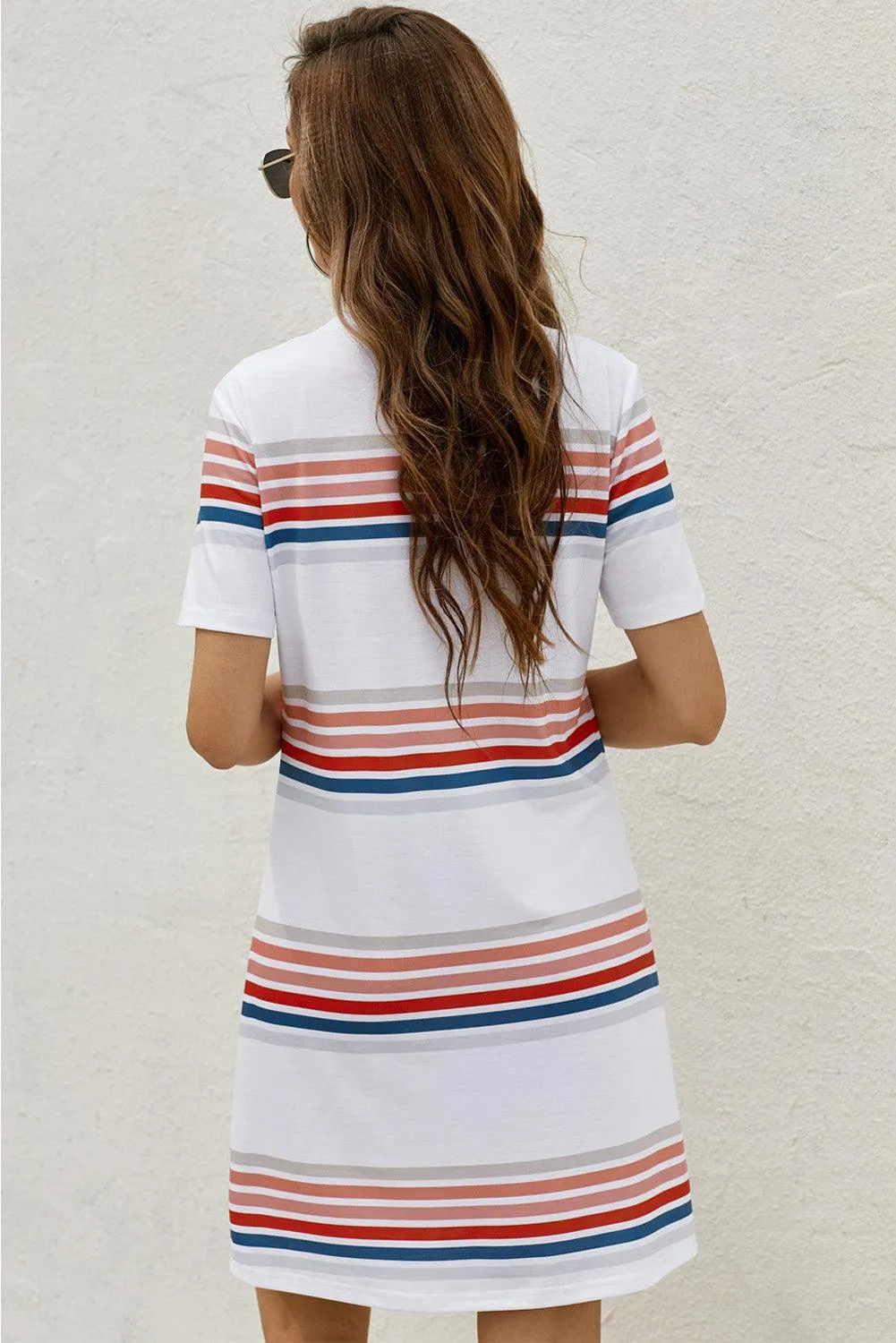 Striped Round Neck Tee Mini Dress