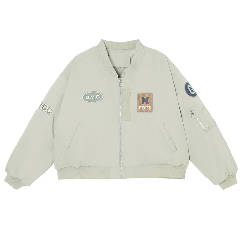 Stylish Full Zip Varsity Jacket for Women with Elastic Band Cuffs