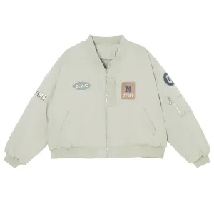 Stylish Full Zip Varsity Jacket for Women with Elastic Band Cuffs