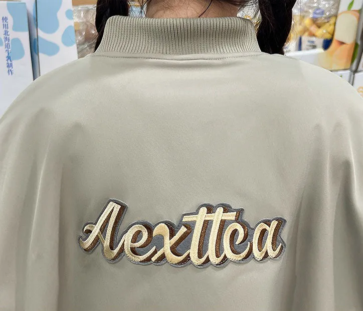Stylish Full Zip Varsity Jacket for Women with Elastic Band Cuffs