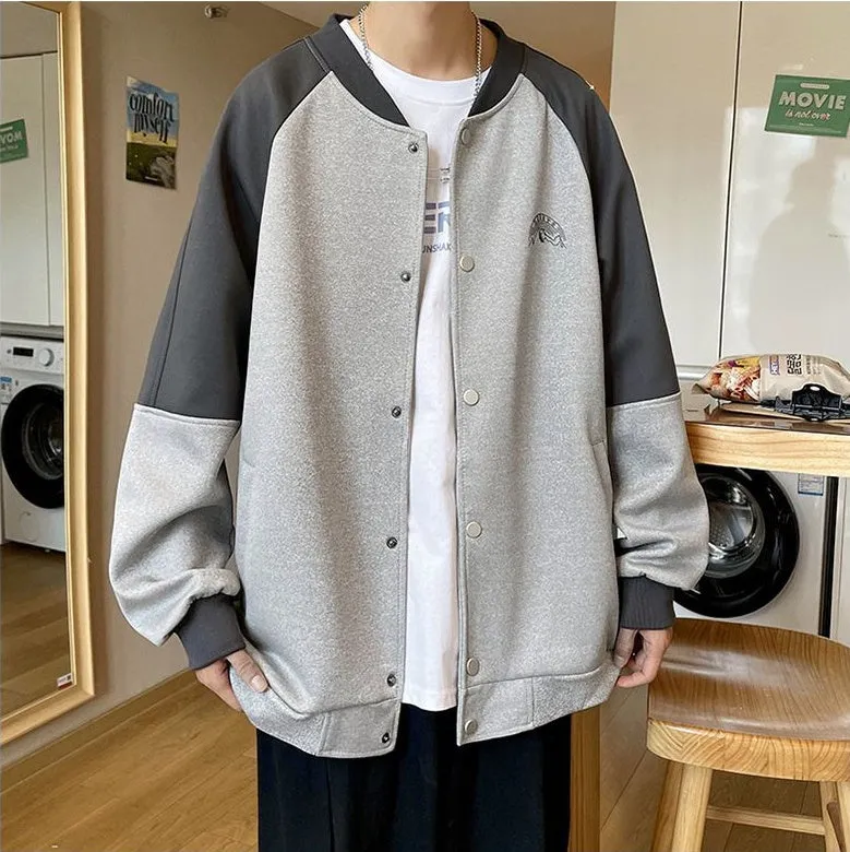 Stylish Patchwork Varsity Jacket for Men with a Color-Blocked Design