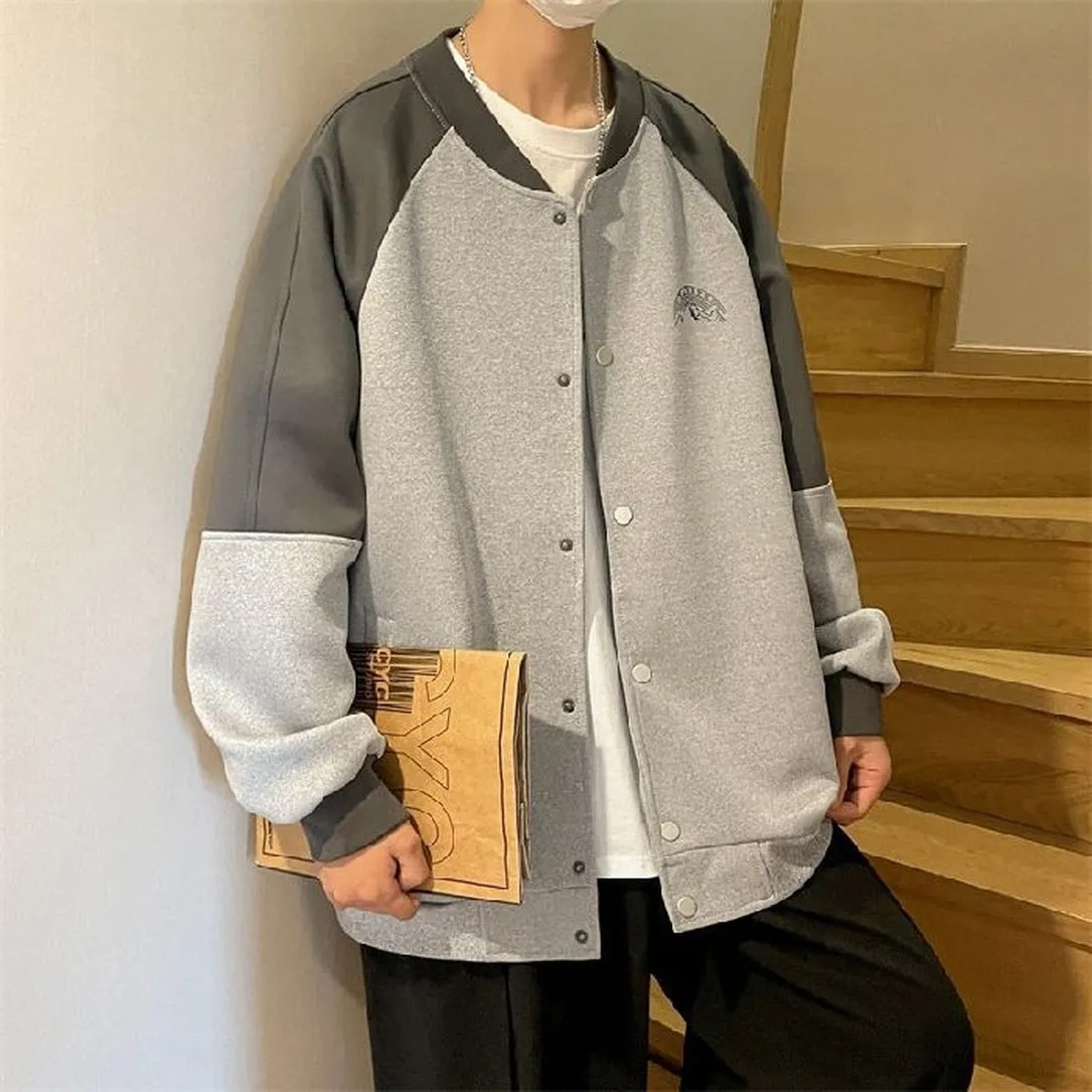 Stylish Patchwork Varsity Jacket for Men with a Color-Blocked Design