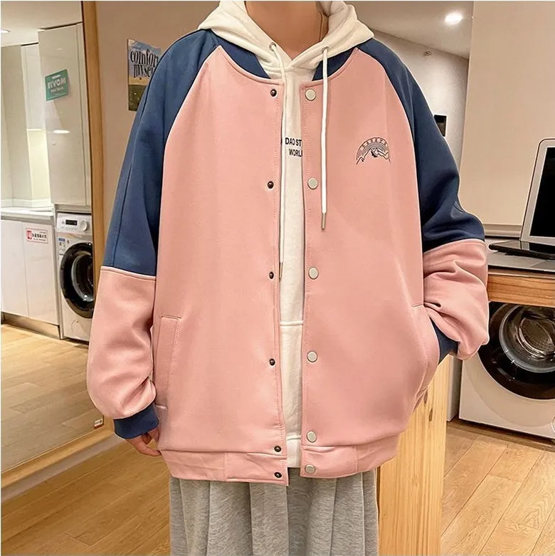Stylish Patchwork Varsity Jacket for Men with a Color-Blocked Design