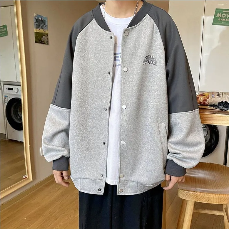 Stylish Patchwork Varsity Jacket for Men with a Color-Blocked Design