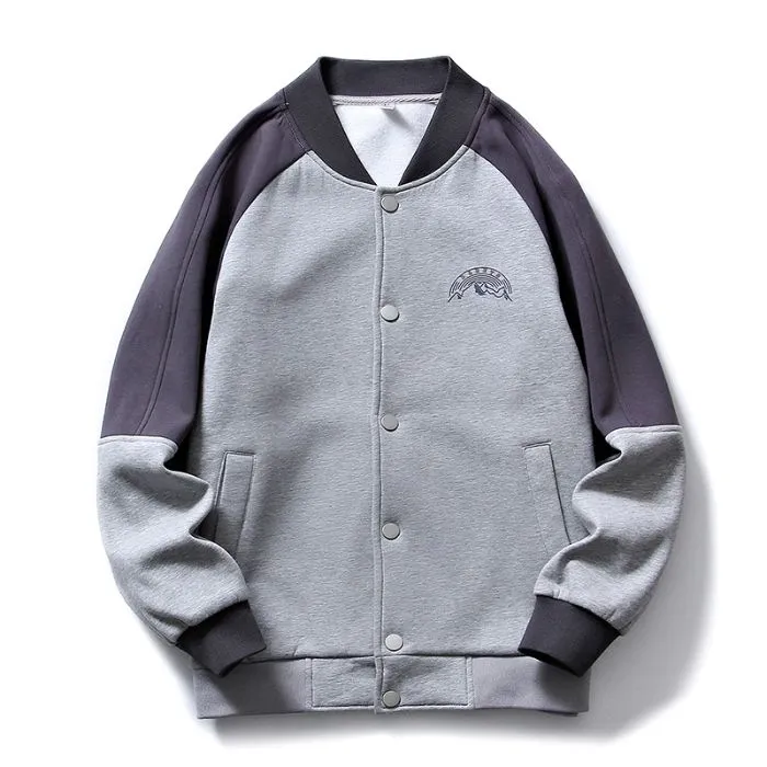 Stylish Patchwork Varsity Jacket for Men with a Color-Blocked Design