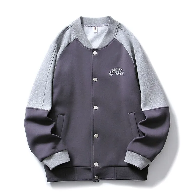 Stylish Patchwork Varsity Jacket for Men with a Color-Blocked Design