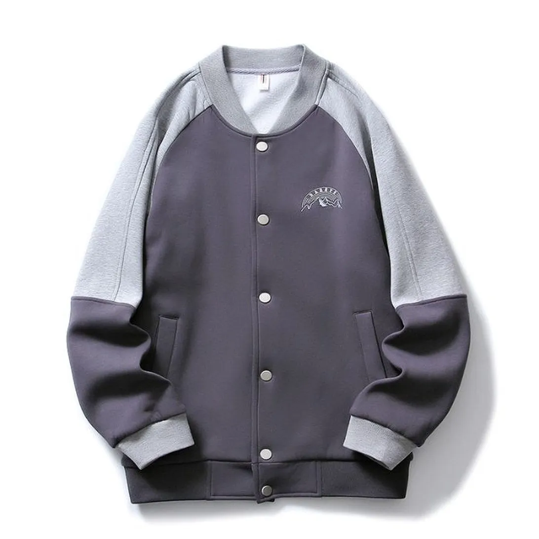 Stylish Patchwork Varsity Jacket for Men with a Color-Blocked Design