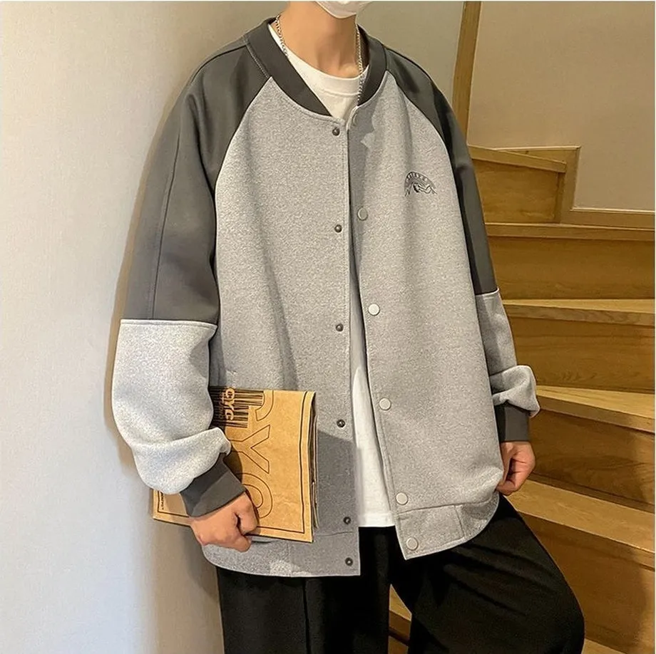 Stylish Patchwork Varsity Jacket for Men with a Color-Blocked Design