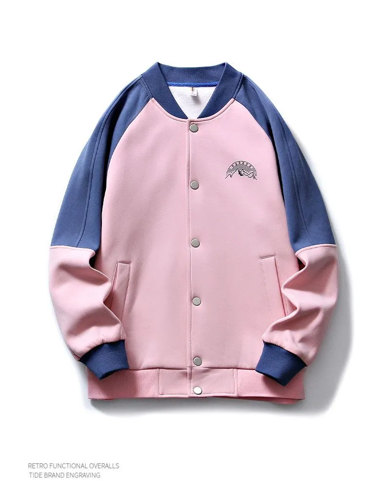 Stylish Patchwork Varsity Jacket for Men with a Color-Blocked Design