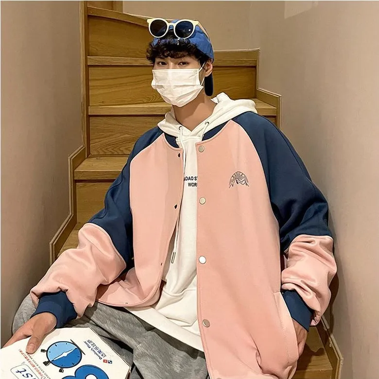 Stylish Patchwork Varsity Jacket for Men with a Color-Blocked Design