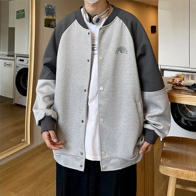 Stylish Patchwork Varsity Jacket for Men with a Color-Blocked Design
