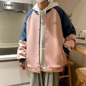 Stylish Patchwork Varsity Jacket for Men with a Color-Blocked Design
