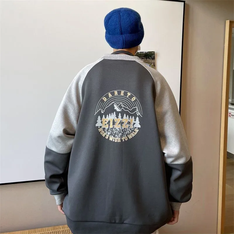 Stylish Patchwork Varsity Jacket for Men with a Color-Blocked Design