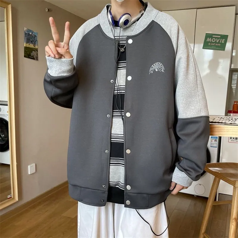 Stylish Patchwork Varsity Jacket for Men with a Color-Blocked Design