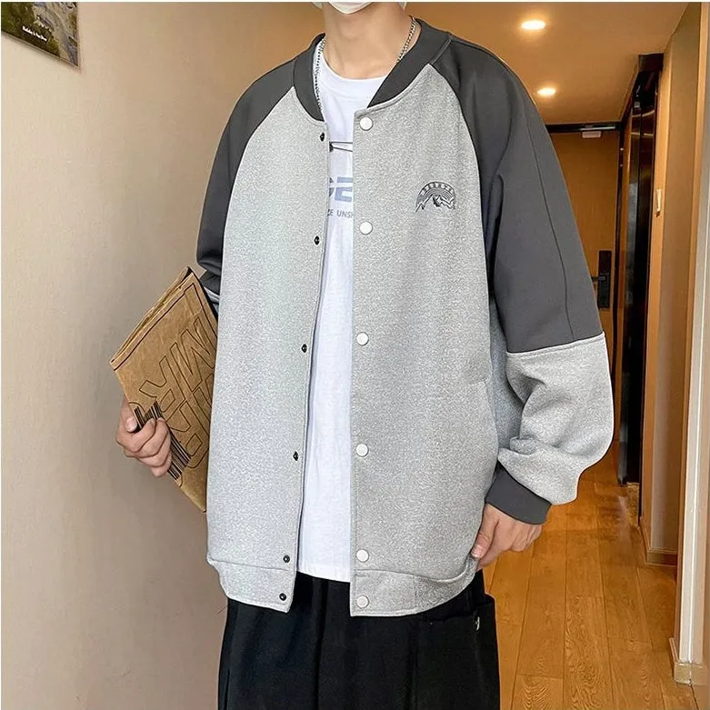 Stylish Patchwork Varsity Jacket for Men with a Color-Blocked Design