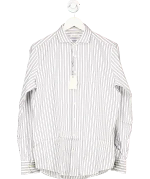 Suitsupply Blue Navy Striped Slim Fit Shirt In White UK 40" CHEST