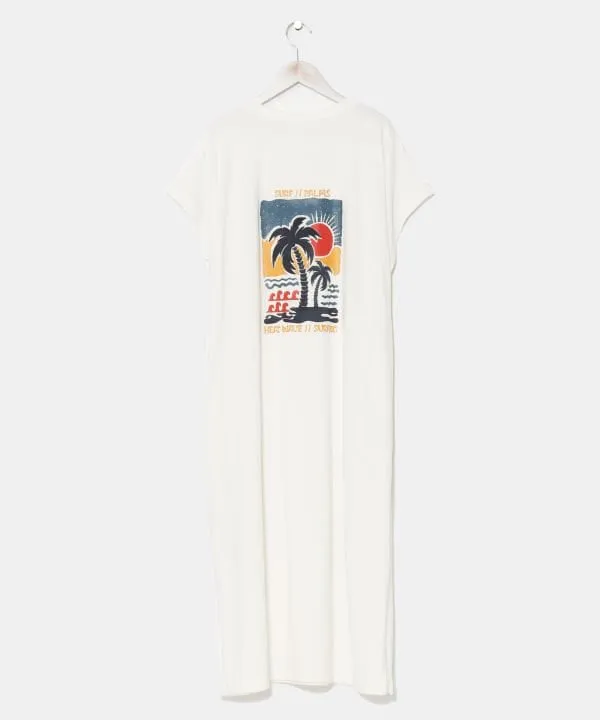 SURF＆Palms Retro Like Graphic T-Shirt Dress