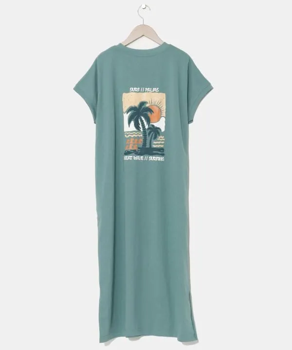 SURF＆Palms Retro Like Graphic T-Shirt Dress