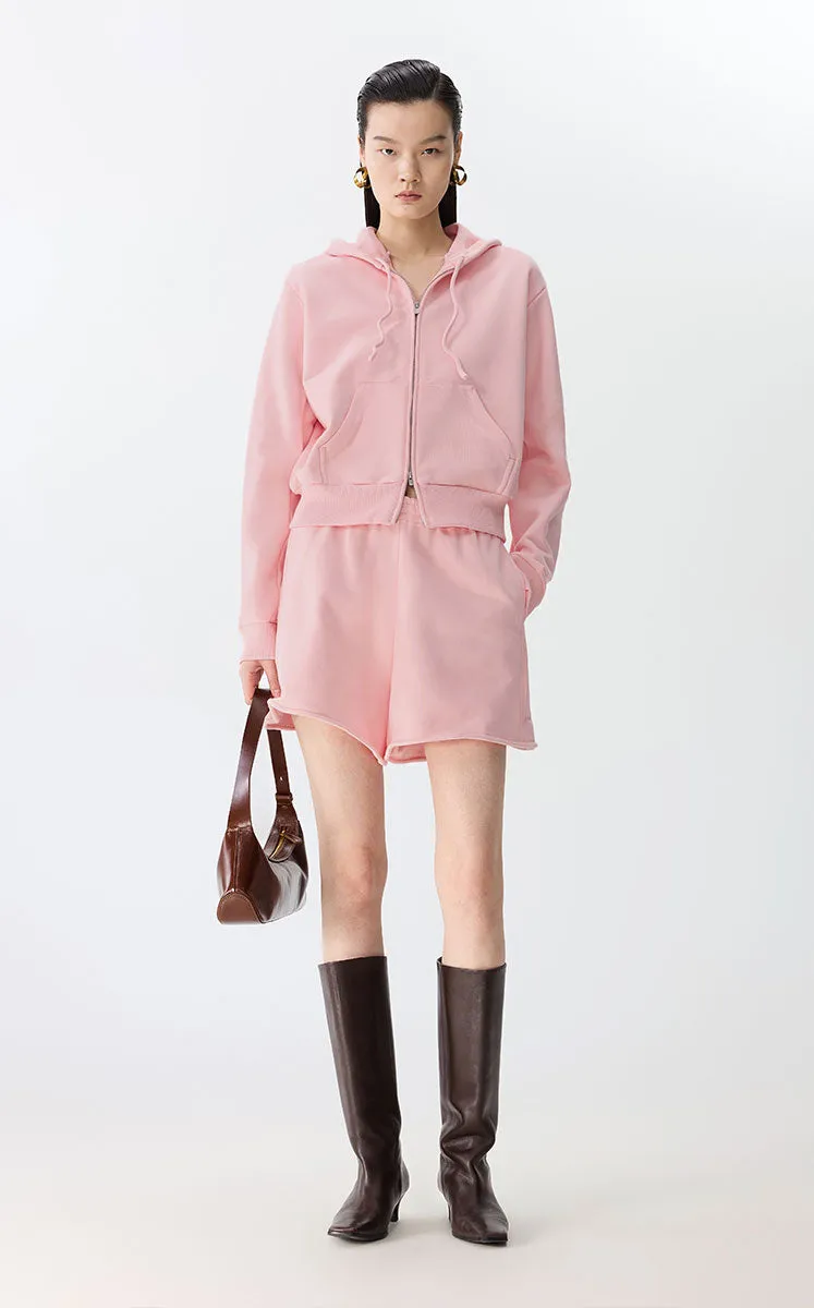 Sweatshirt / JNBY Drawstring Cropped Cotton Hoodie