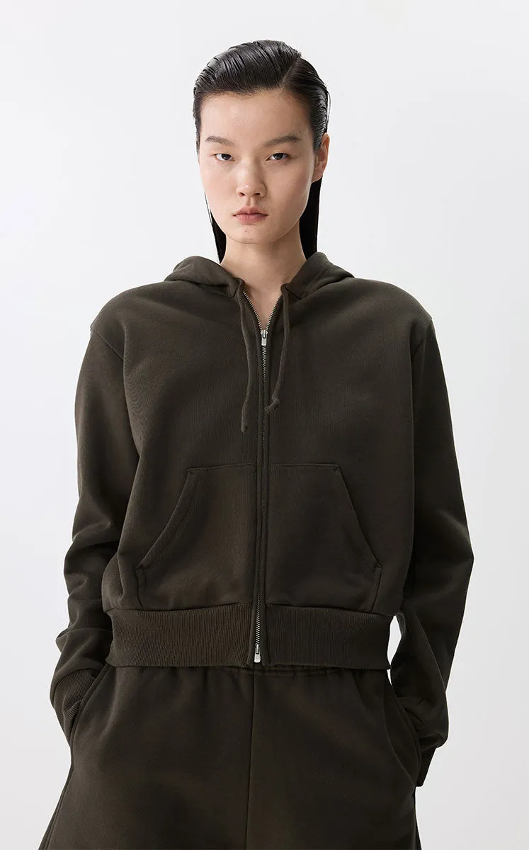 Sweatshirt / JNBY Drawstring Cropped Cotton Hoodie