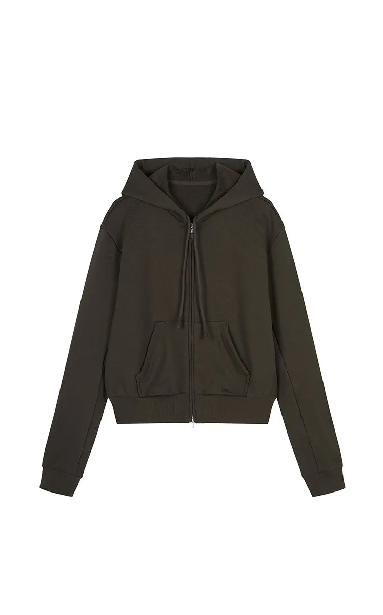 Sweatshirt / JNBY Drawstring Cropped Cotton Hoodie