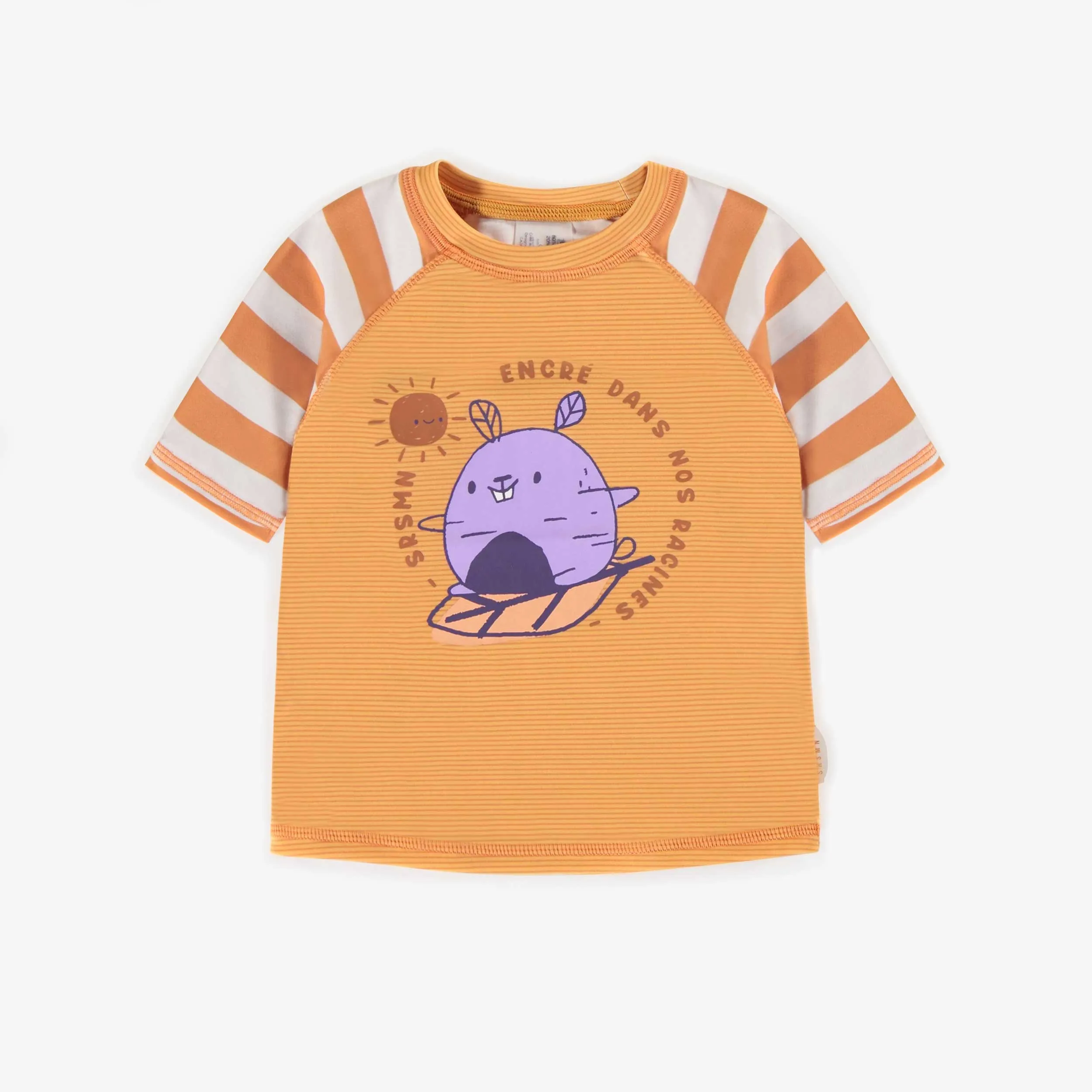 T-shirt de bain ligné à manches aux coudes, bébé || Striped bathing t-shirt with elbow-length sleeves, baby