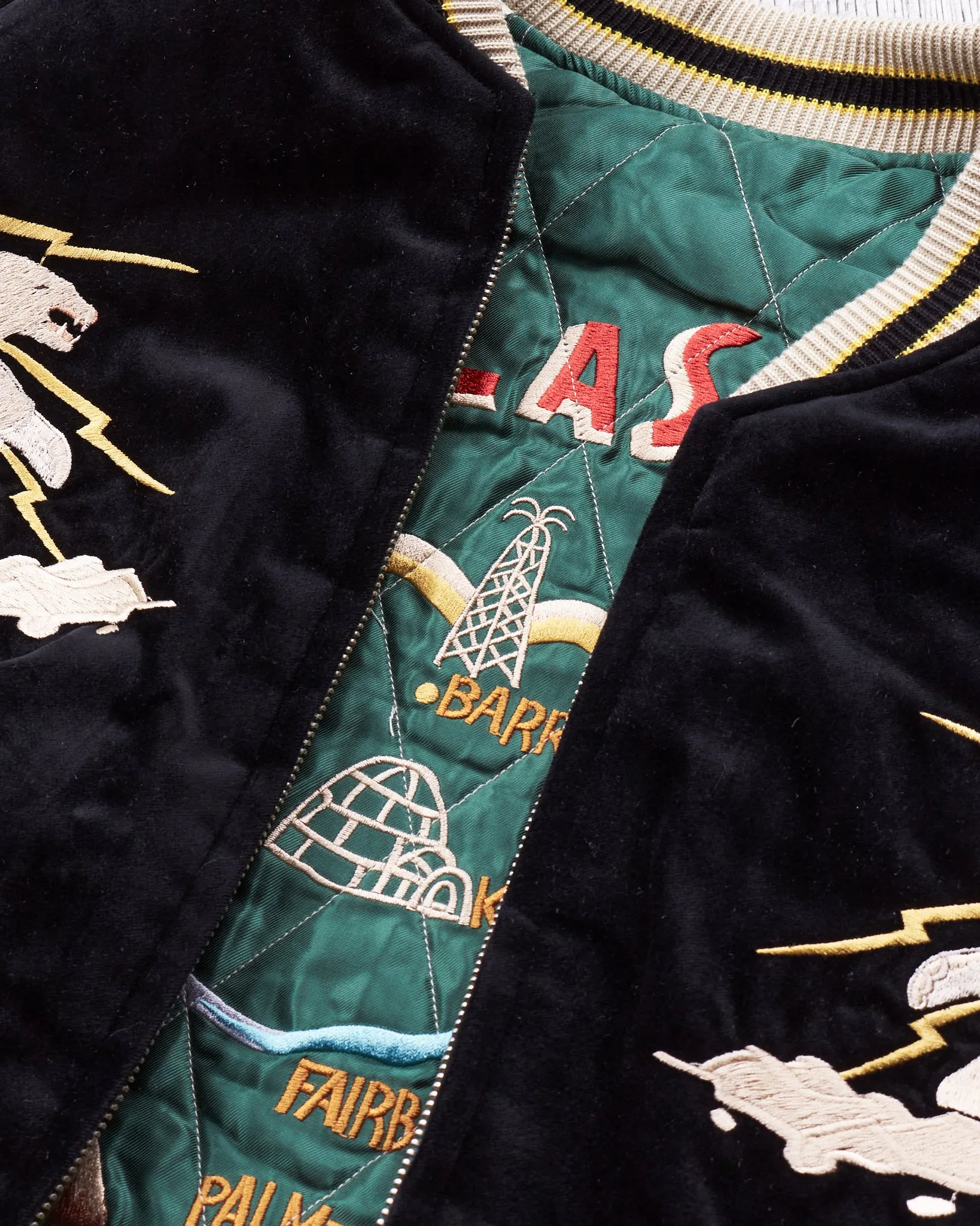 Tailor Toyo Souvenir "Sukajan" Velveteen Jacket Polar Bear x Alaska Map