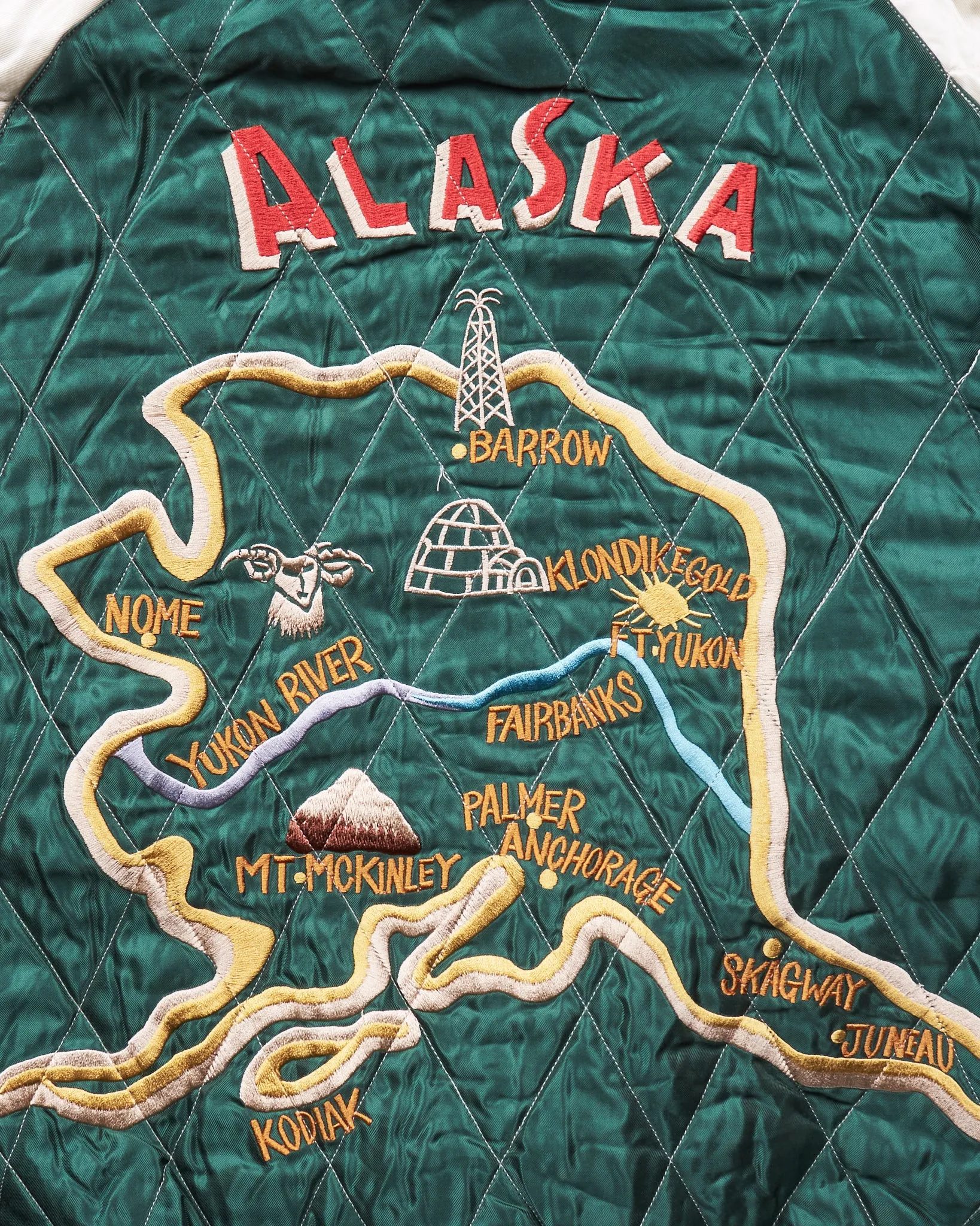 Tailor Toyo Souvenir "Sukajan" Velveteen Jacket Polar Bear x Alaska Map