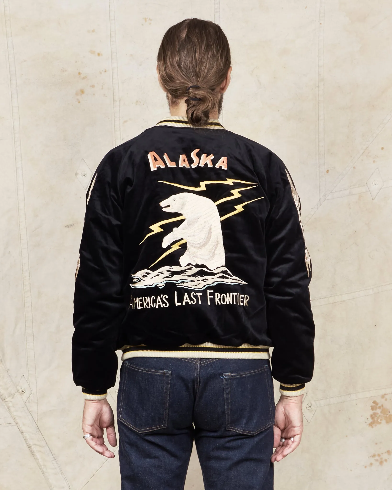 Tailor Toyo Souvenir "Sukajan" Velveteen Jacket Polar Bear x Alaska Map