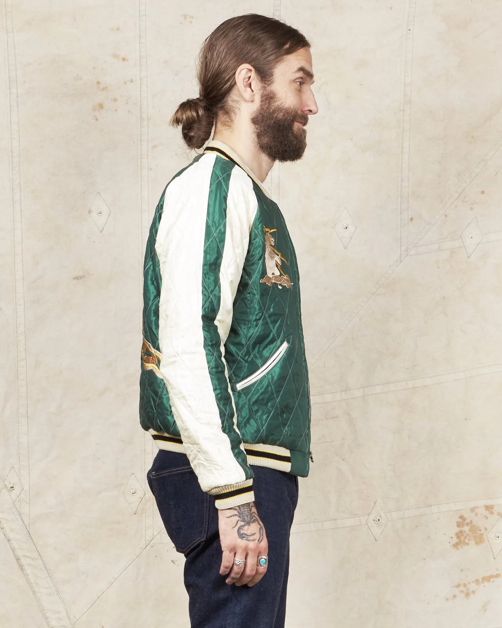 Tailor Toyo Souvenir "Sukajan" Velveteen Jacket Polar Bear x Alaska Map