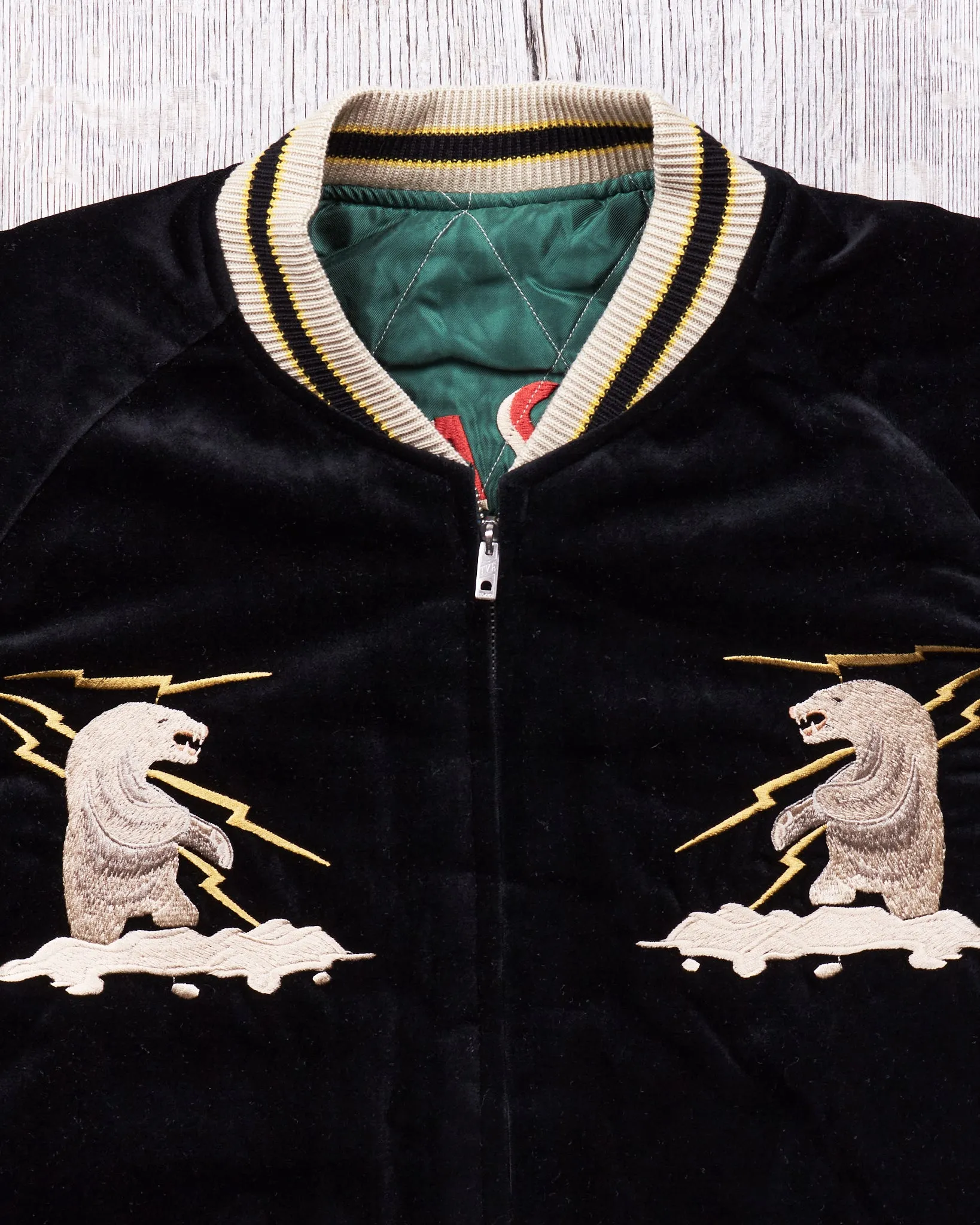 Tailor Toyo Souvenir "Sukajan" Velveteen Jacket Polar Bear x Alaska Map