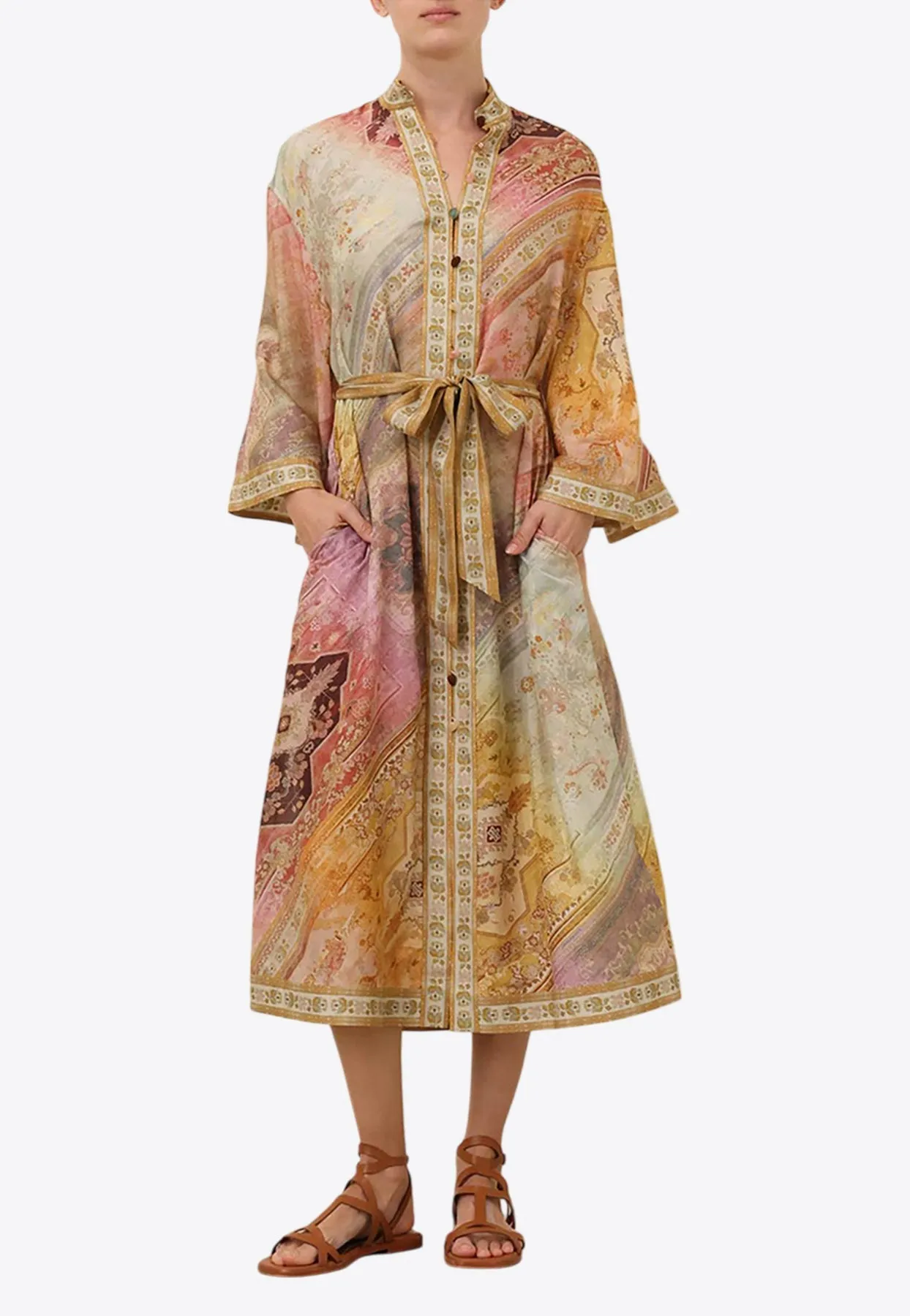 Tallow Printed Midi Shirt Dress