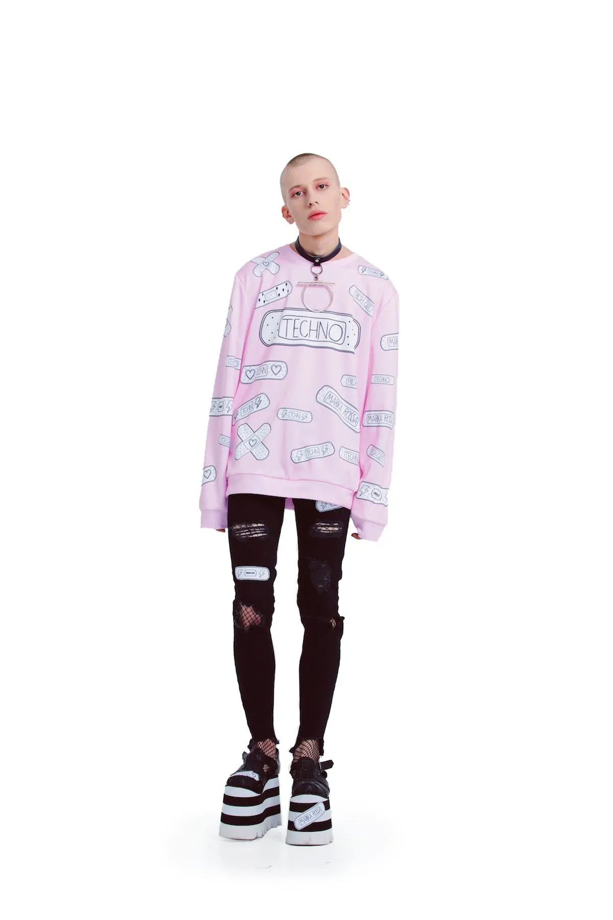 Techno Bandaids Sweatshirts [Pink]