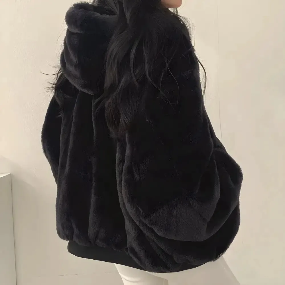 Teddy Reversible Hooded Jacket in Soft Touch Material for Ultimate Comfort