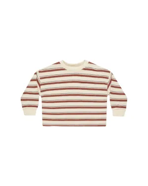 The Relaxed Long Sleeve Tee by Rylee   Cru - Brick Stripe - KIDS