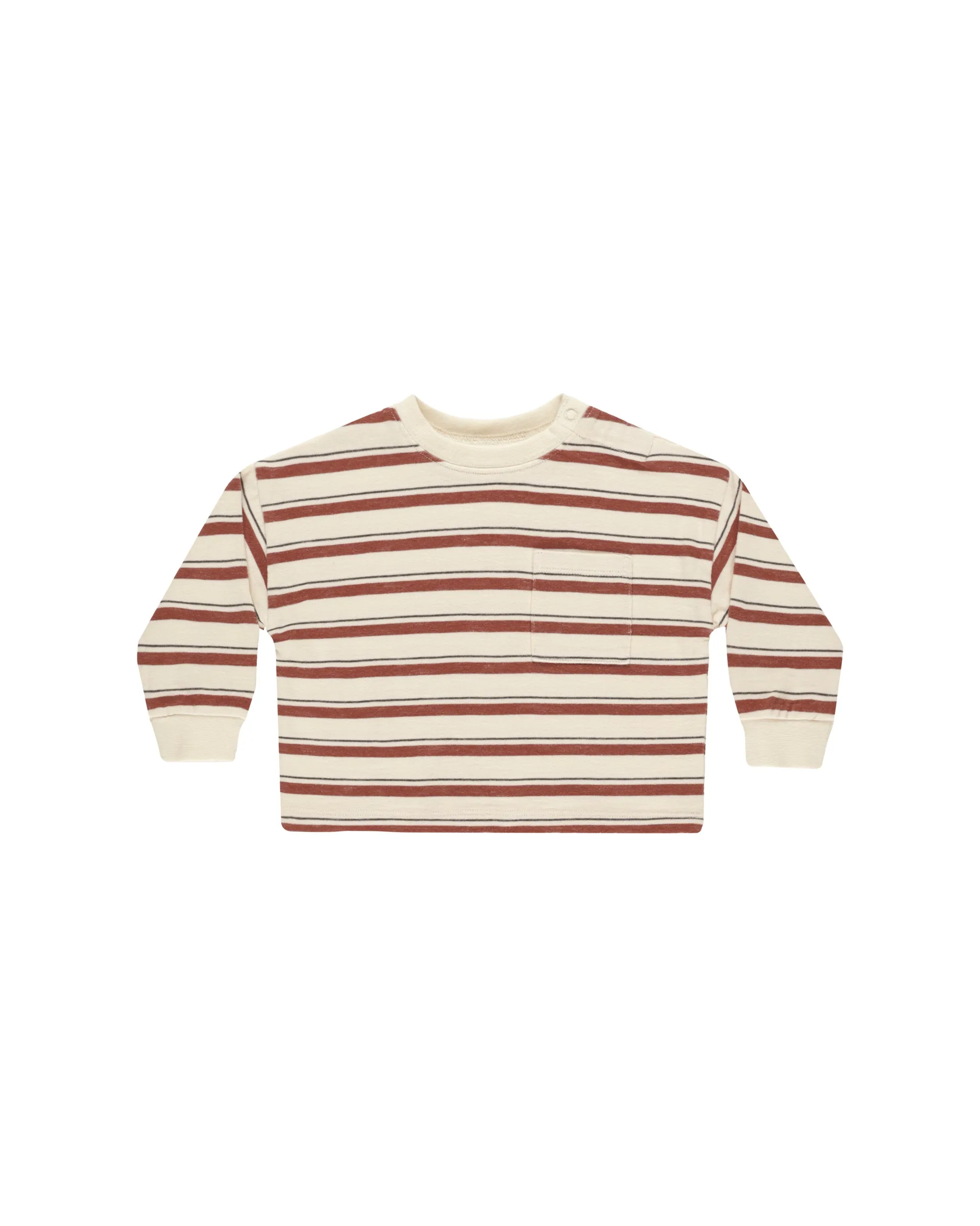 The Relaxed Long Sleeve Tee by Rylee   Cru - Brick Stripe - KIDS