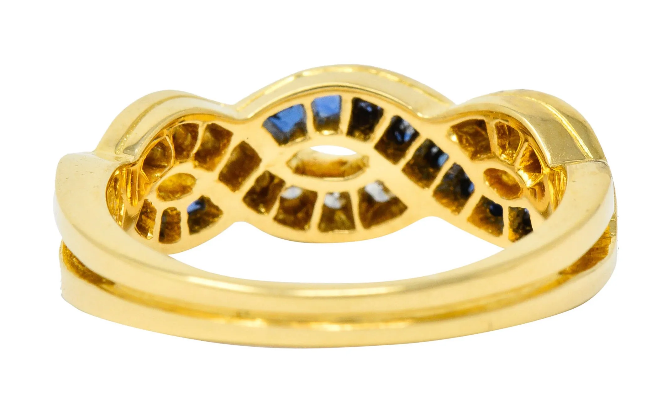 Tiffany & Co. Sapphire Diamond 18 Karat Gold Interlaced Band Ring