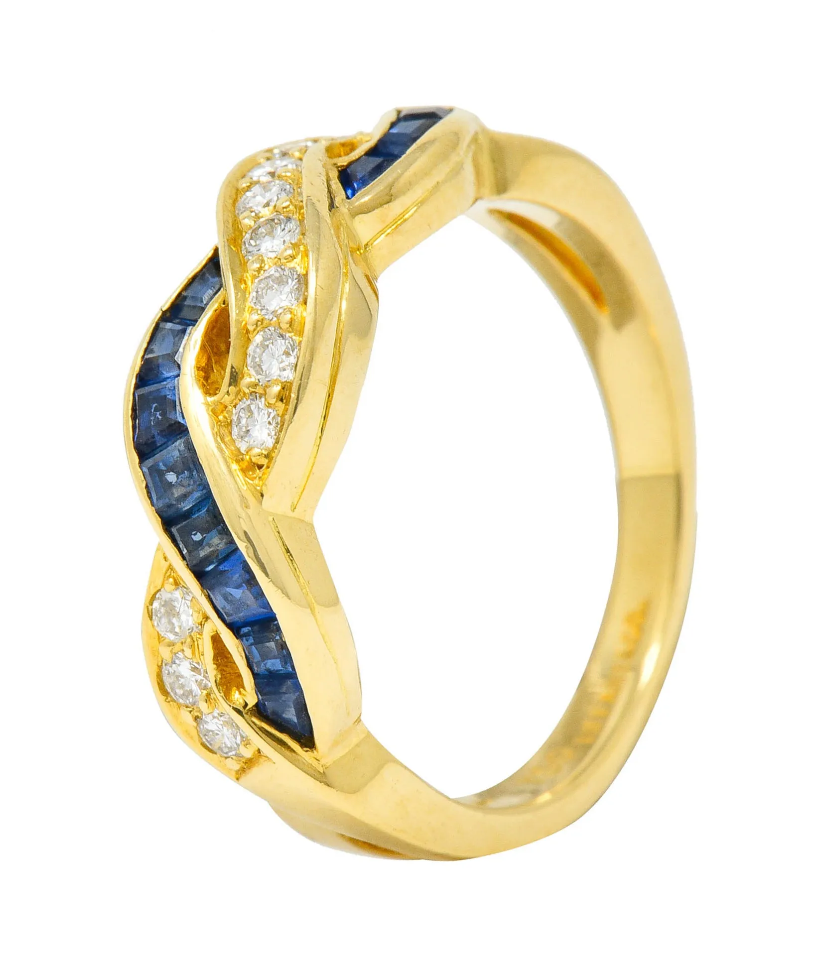 Tiffany & Co. Sapphire Diamond 18 Karat Gold Interlaced Band Ring