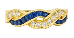 Tiffany & Co. Sapphire Diamond 18 Karat Gold Interlaced Band Ring
