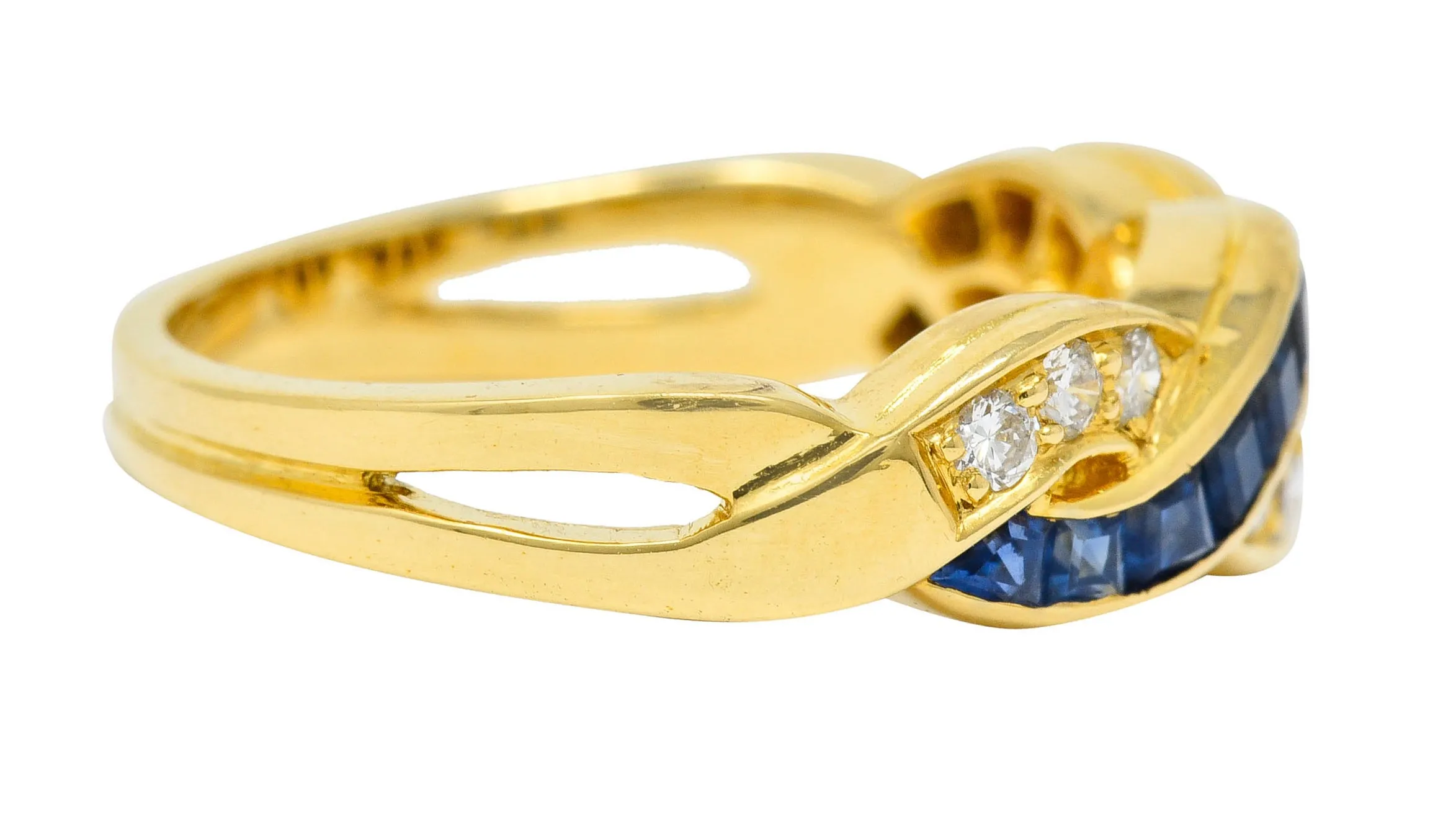 Tiffany & Co. Sapphire Diamond 18 Karat Gold Interlaced Band Ring