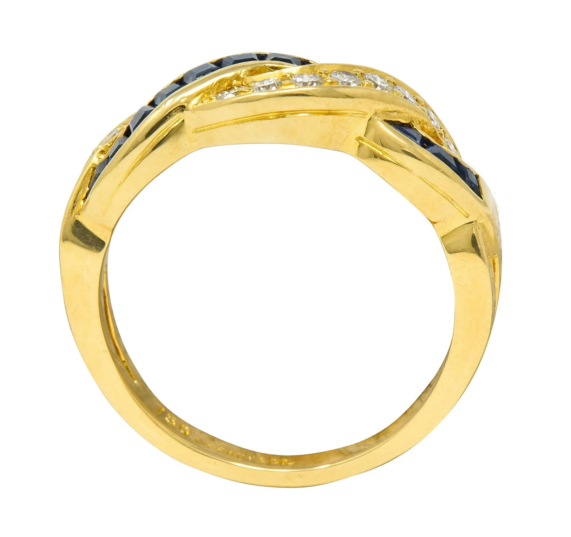 Tiffany & Co. Sapphire Diamond 18 Karat Gold Interlaced Band Ring