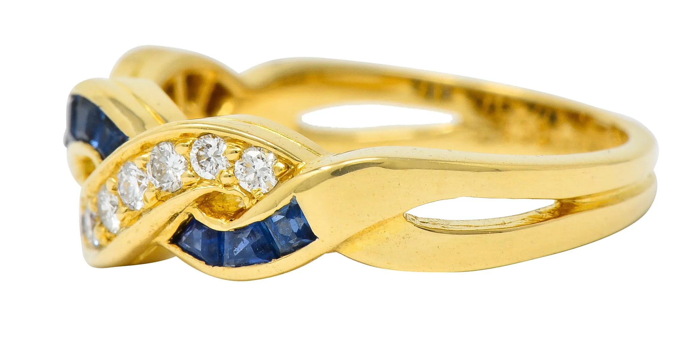 Tiffany & Co. Sapphire Diamond 18 Karat Gold Interlaced Band Ring