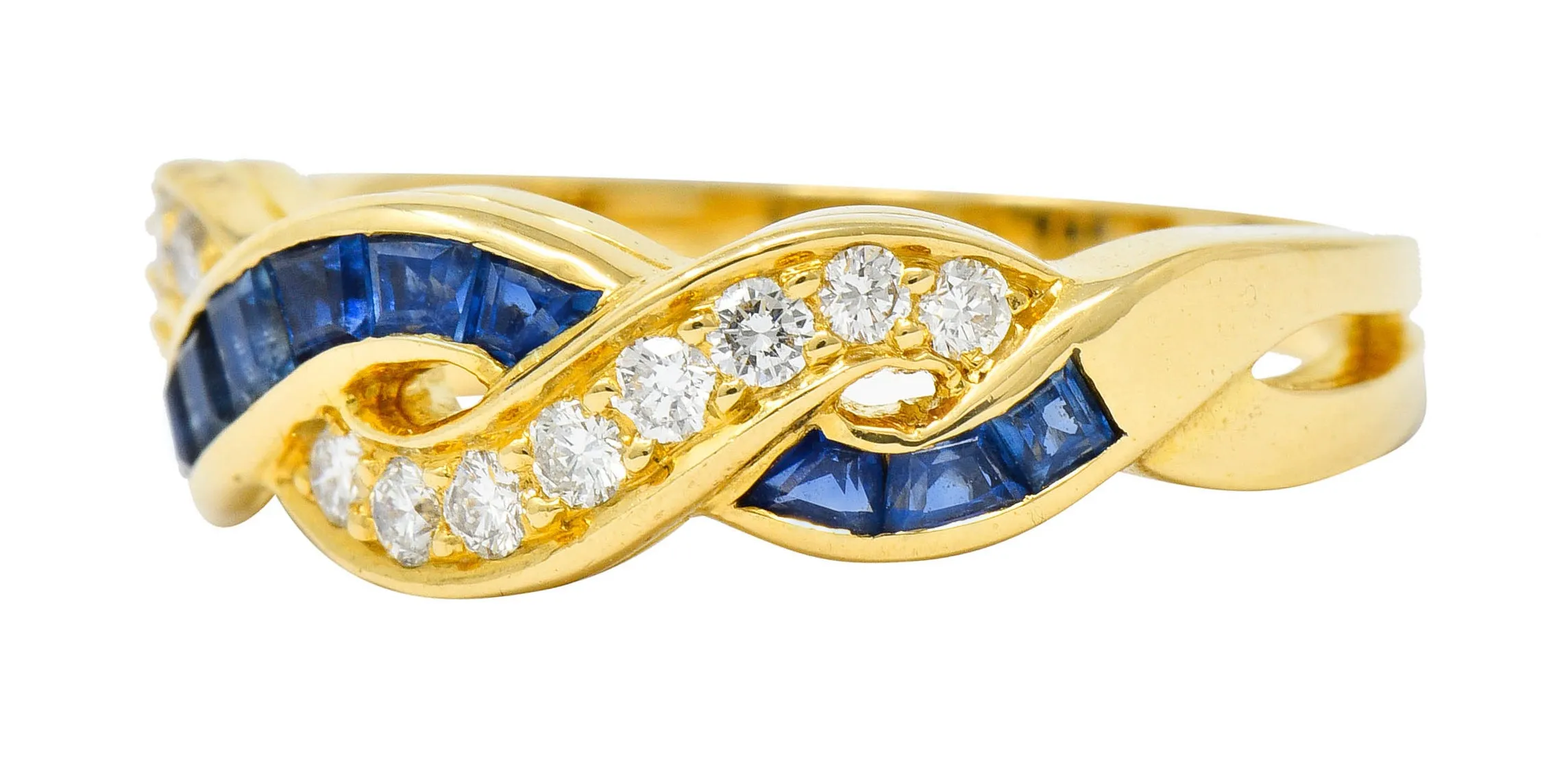 Tiffany & Co. Sapphire Diamond 18 Karat Gold Interlaced Band Ring