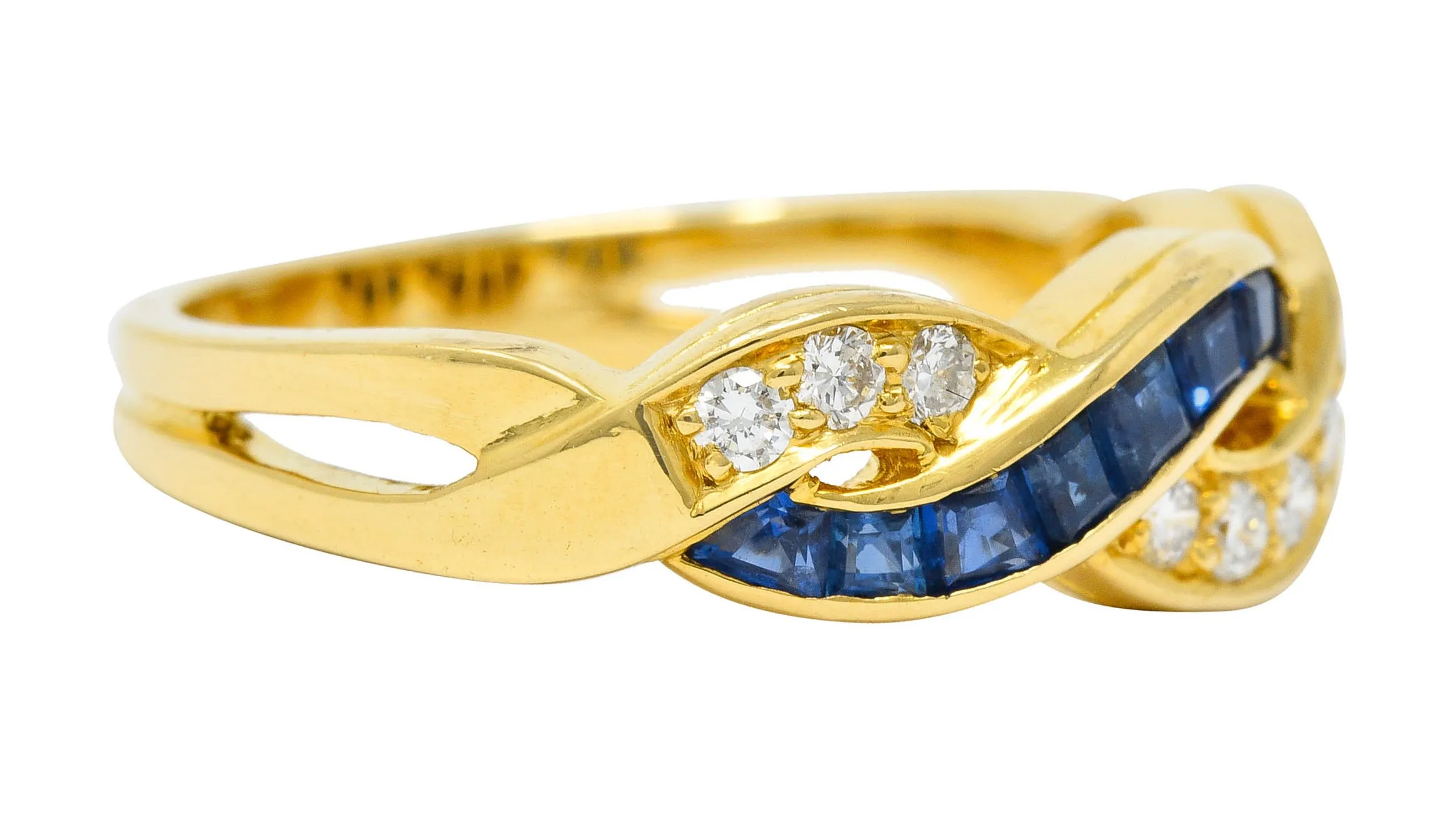 Tiffany & Co. Sapphire Diamond 18 Karat Gold Interlaced Band Ring